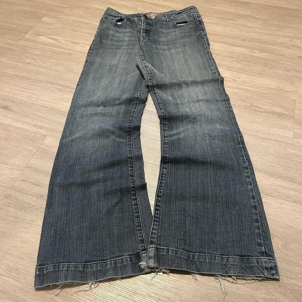 36x30 Blue Distressed Bootcut Flared Jeans Y2K 2000s